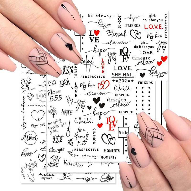3D Nail Stickers Decals Valentine's Day Love Heart Pattern Nail Tools BORN PRETTY 