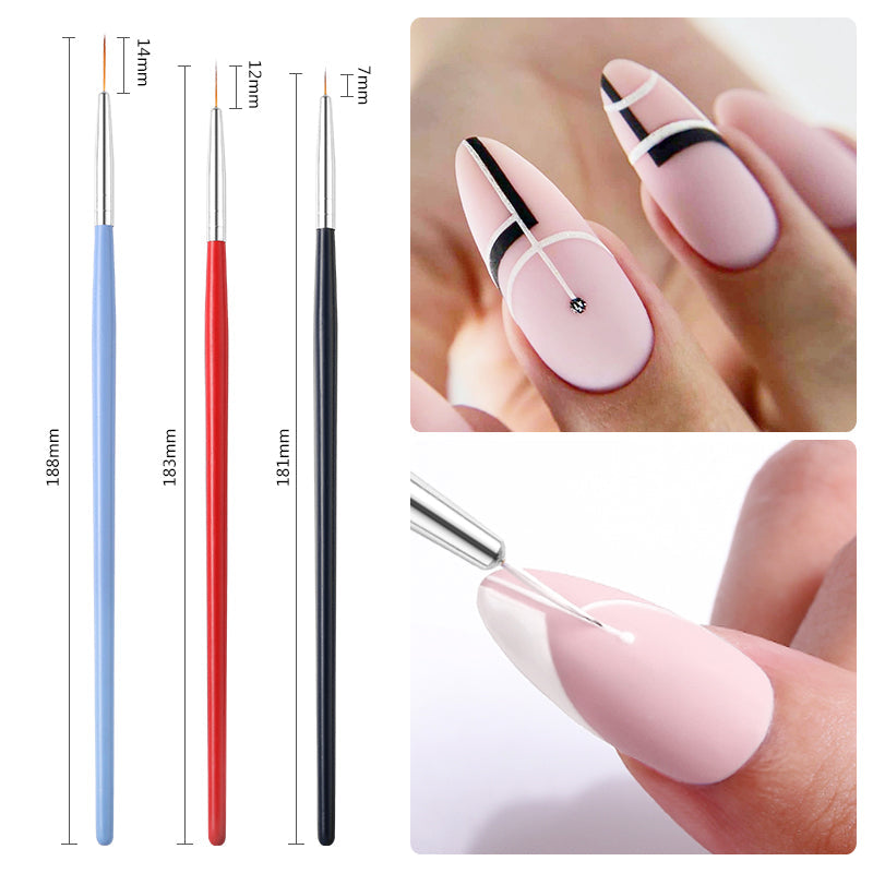 3Pcs Liner Nail Art Brush Pen Set Tools & Accessories BORN PRETTY 