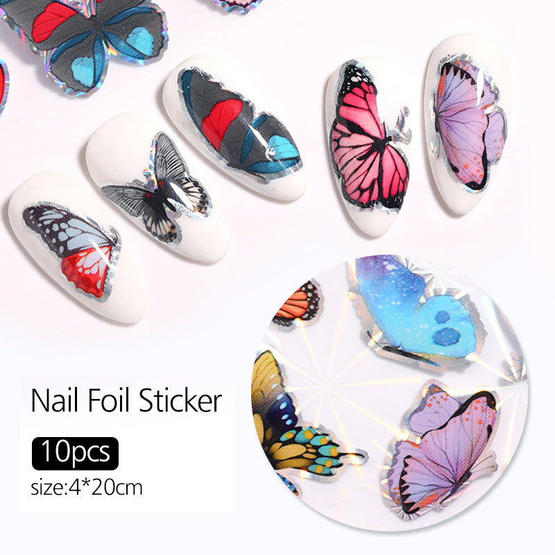 Laser Butterfly Nail Transfer Sticker 10Pcs/Pack Nail Tools BORN PRETTY 