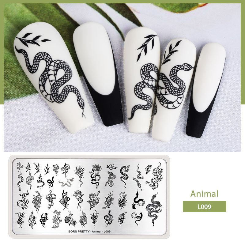 BORN PRETTY Nail Stamping Plates Snake Animals Pattern Nail Art Board- L009 Stamping Nails BORN PRETTY 