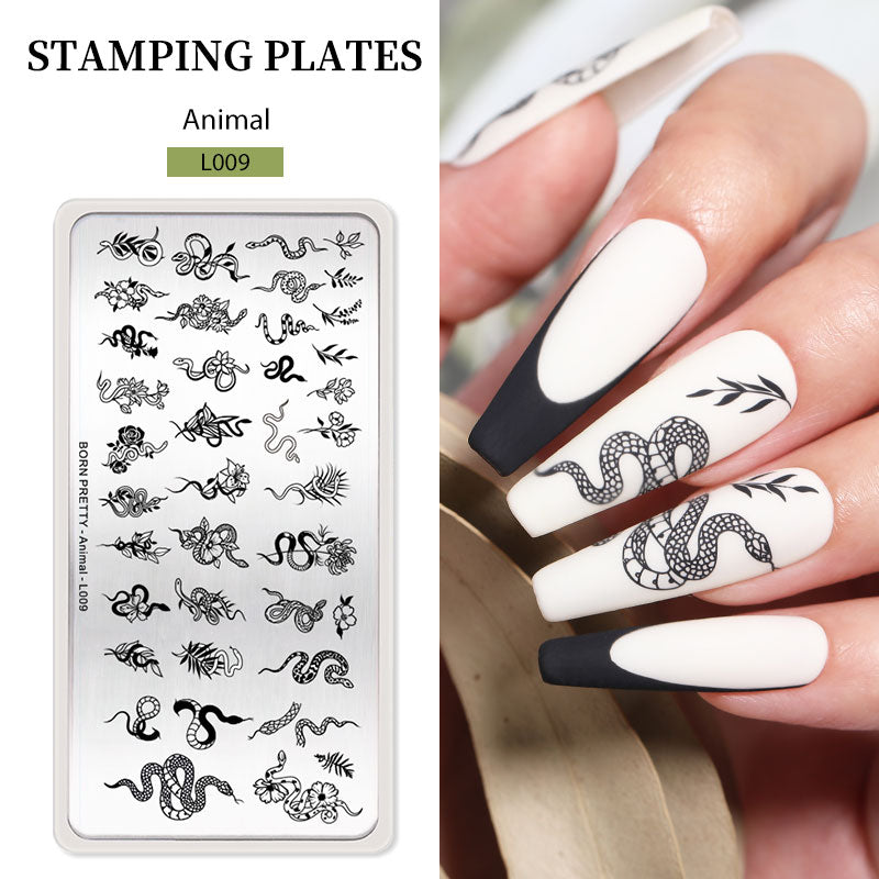 BORN PRETTY Nail Stamping Plates Snake Animals Pattern Nail Art Board- L009 Stamping Nails BORN PRETTY 