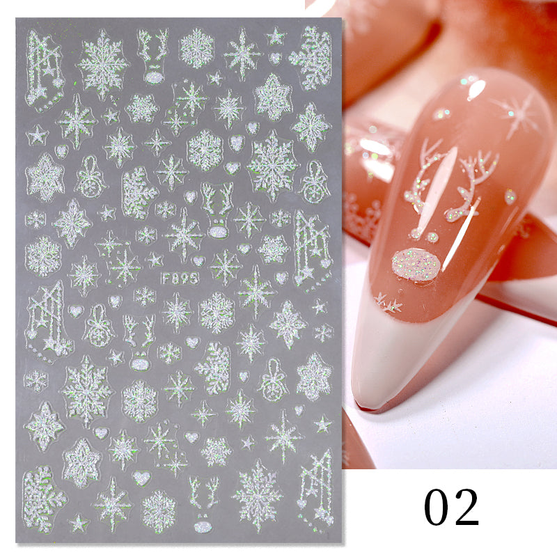White Glitter Snowflakes Nail Sticker Decals DIY Nails BORN PRETTY 02 